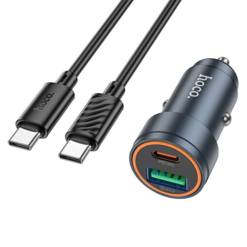 Autolaadija Hoco Z57A 30W USB-C/USB-A + USB-C to USB-C cable 1.0m hall - Image 2