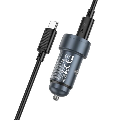 Autolaadija Hoco Z57A 30W USB-C/USB-A + USB-C to USB-C cable 1.0m hall - Image 3