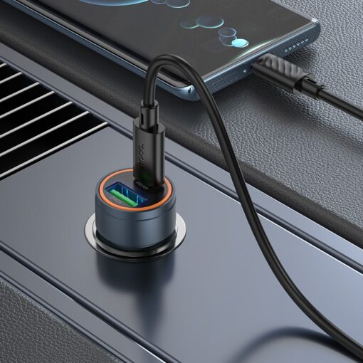 Autolaadija Hoco Z57A 30W USB-C/USB-A + USB-C to USB-C cable 1.0m hall - Image 4