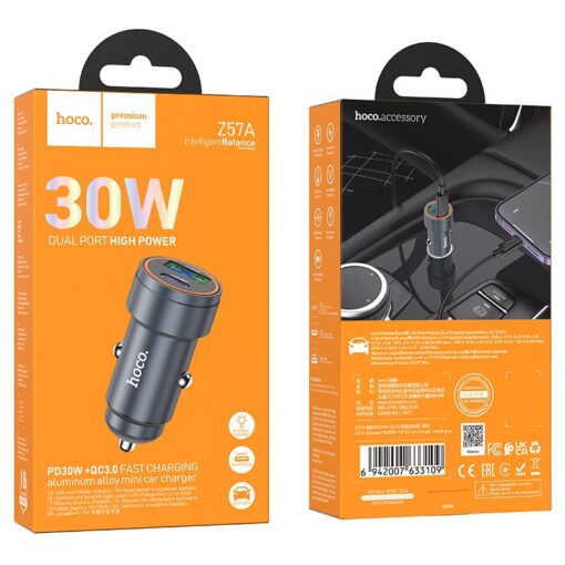 Autolaadija Hoco Z57A 30W USB-C/USB-A hall - Image 4