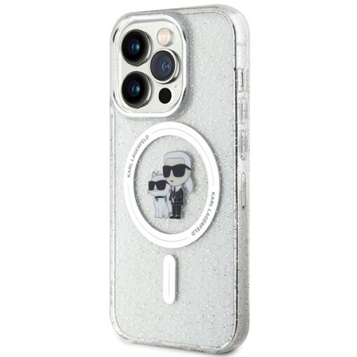 Karl Lagerfeld case for iPhone 15 Pro 6,1" KLHMP15LHGKCNOT transparent HC Magsafe IML KC Glitter - Image 2