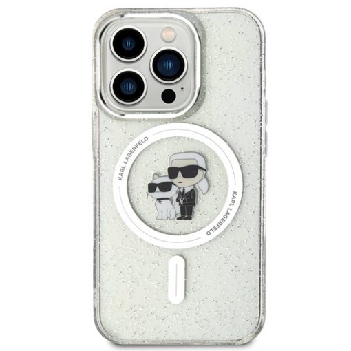 Karl Lagerfeld case for iPhone 15 Pro 6,1" KLHMP15LHGKCNOT transparent HC Magsafe IML KC Glitter - Image 3