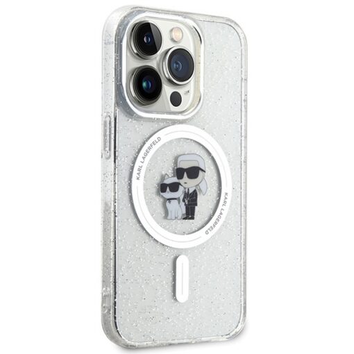 Karl Lagerfeld case for iPhone 15 Pro 6,1" KLHMP15LHGKCNOT transparent HC Magsafe IML KC Glitter - Image 4