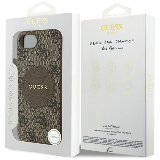 Guess HC MagSafe PU 4G Circle with Classic Logo case for iPhone 16e Brown - Image 8