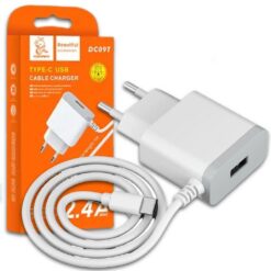Charger Denmen (DC09T-W) + type-C cable (1xUSB 2.4A) white