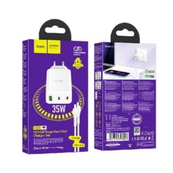 Charger HOCO N33 + "USB-C (Type-C) to Lightning Cable" (2xUSB-C;1xUSB 35W) white