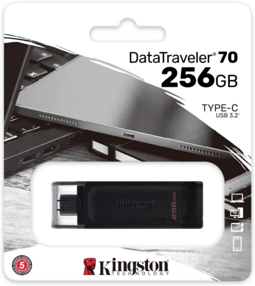 Mälupulk DataTraveler 70, 256GB, USB-C 3.2, must, Kingston - Image 3