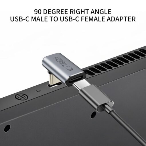 Nurgaadapter USB-C otsik -> USB-C pesa, 90 kraadi, hall, AA02, Tech-Protect - Image 3