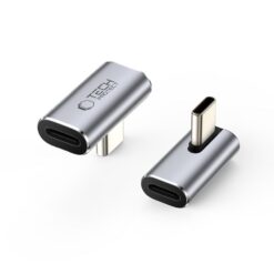 Nurgaadapter USB-C otsik -> USB-C pesa, 90 kraadi, hall, AA03, Tech-Protect