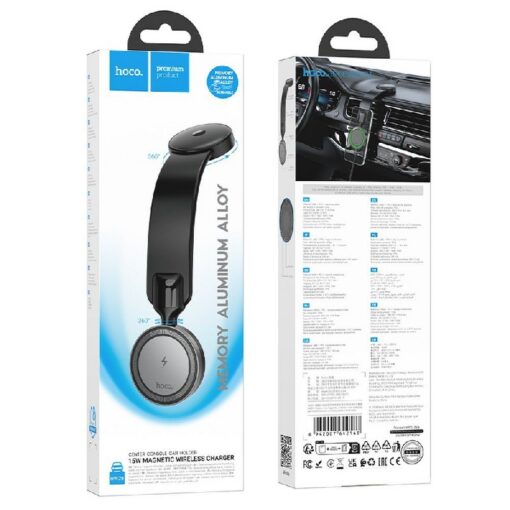 Wireless car charger+holder Hoco (HW29) (MagSafe 15W) for using on console/window black