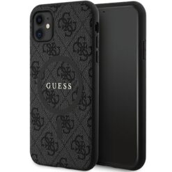 Guess case for iPhone 11 GUHMN61G4GFRK black HC MAGSAFE PU 4G RING CLASSIC LOGO