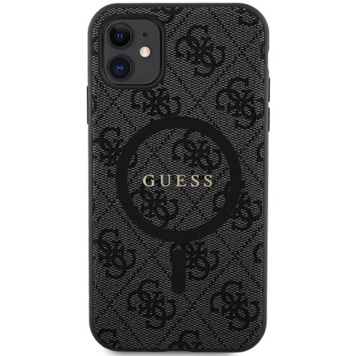 Guess case for iPhone 11 GUHMN61G4GFRK black HC MAGSAFE PU 4G RING CLASSIC LOGO - Image 3
