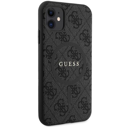 Guess case for iPhone 11 GUHMN61G4GFRK black HC MAGSAFE PU 4G RING CLASSIC LOGO - Image 4