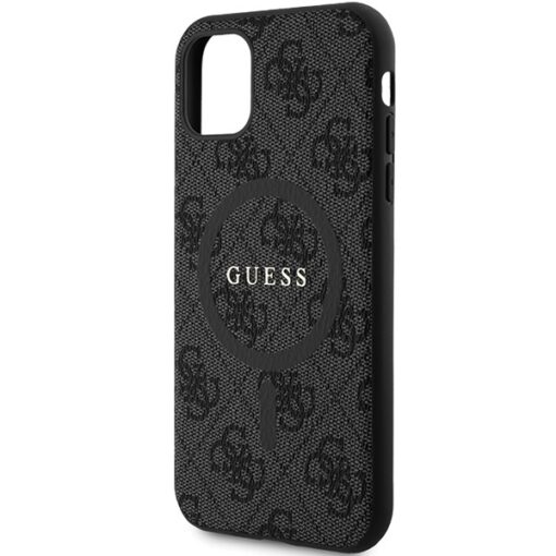 Guess case for iPhone 11 GUHMN61G4GFRK black HC MAGSAFE PU 4G RING CLASSIC LOGO - Image 6