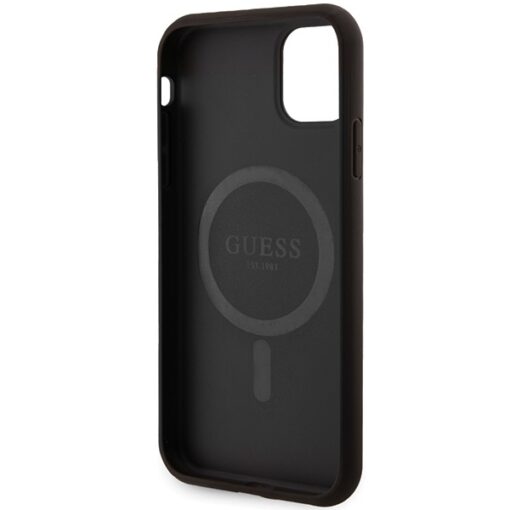 Guess case for iPhone 11 GUHMN61G4GFRK black HC MAGSAFE PU 4G RING CLASSIC LOGO - Image 7