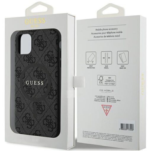 Guess case for iPhone 11 GUHMN61G4GFRK black HC MAGSAFE PU 4G RING CLASSIC LOGO - Image 8