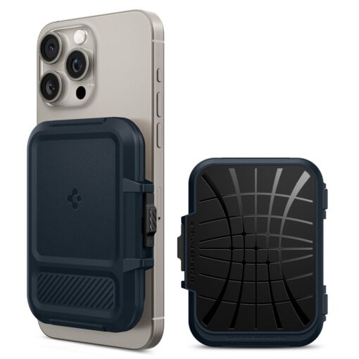MagSafe kaarditasku Lock Fit (MagFit), magnetkinnitusega, sinakashall, Spigen