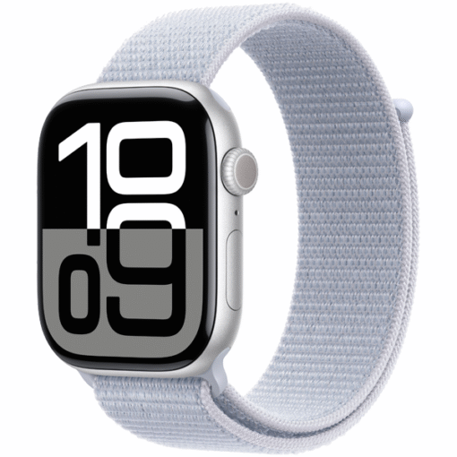 Apple Watch Series 10 GPS + Cellular 46mm Silver Aluminum Case with Blue Cloud Sport Loop - (uus)