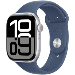 Apple Watch Series 10 GPS 46mm Silver Aluminum Case with Denim Sport Band - M/L - (uus)