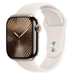 Apple Watch Series 10 GPS + Cellular 42mm Gold Titanium Case with Starlight Sport Band - S/M - (uus)