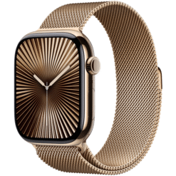 Apple Watch Series 10 GPS + Cellular 46mm Gold Titanium Case with Gold Milanese Loop - M/L - (uus)
