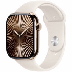 Apple Watch Series 10 GPS + Cellular 46mm Gold Titanium Case with Starlight Sport Band - S/M - (uus)