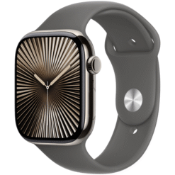 Apple Watch Series 10 GPS + Cellular 46mm Natural Titanium Case with Stone Gray Sport Band - M/L - (uus)