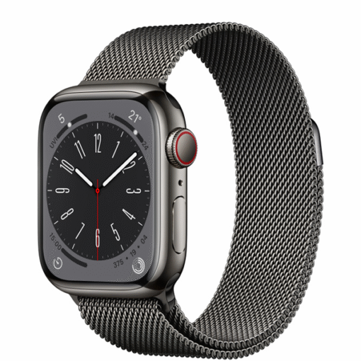 Apple Watch Series 8 GPS + Cellular 41mm Graphite Stainless Steel Case with Graphite Milanese Loop - (uus)