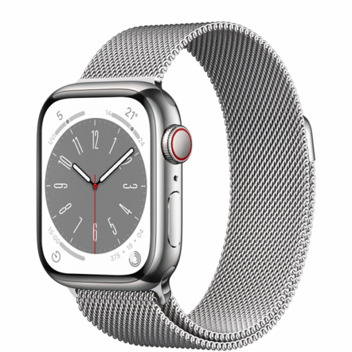 Apple Watch Series 8 GPS + Cellular 41mm Silver Stainless Steel Case with Silver Milanese Loop - (uus)
