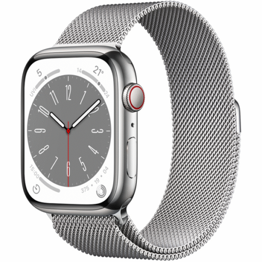 Apple Watch Series 8 GPS + Cellular 45mm Silver Stainless Steel Case with Silver Milanese Loop - (uus)
