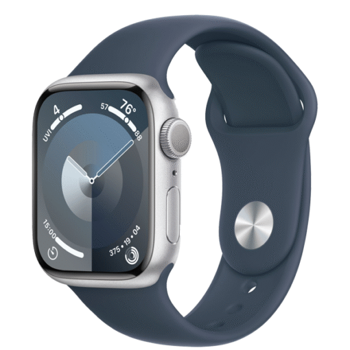 Apple Watch Series 9 GPS + Cellular 41mm Silver Aluminum Case with Storm Blue Sport Band - M/L - (uus)