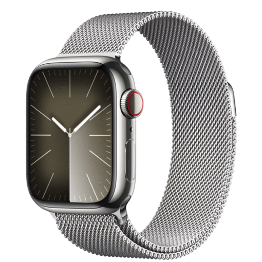 Apple Watch Series 9 GPS + Cellular 41mm Silver Stainless Steel Case with Silver Milanese Loop - (uus)