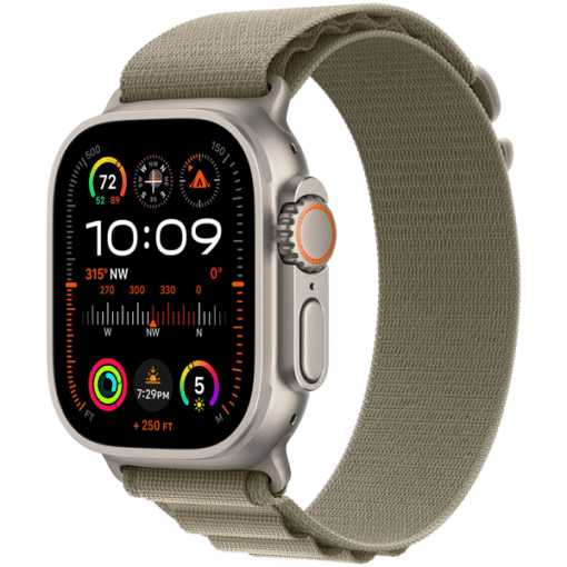 Apple Watch Ultra 2 GPS + Cellular 49mm Titanium Case with Olive Alpine Loop - Medium - (uus)