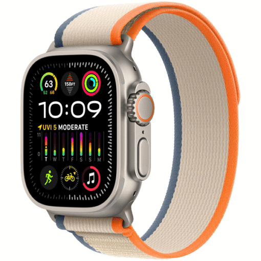 Apple Watch Ultra 2 GPS + Cellular 49mm Titanium Case with Orange/Beige Trail Loop - M/L - (uus)