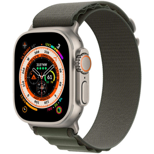 Apple Watch Ultra GPS + Cellular 49mm Titanium Case with Green Alpine Loop - Small - (uus)
