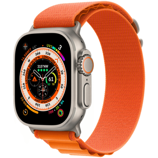 Apple Watch Ultra GPS + Cellular 49mm Titanium Case with Orange Alpine Loop - Small - (uus)