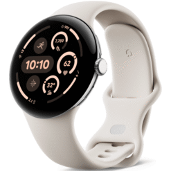 Google Pixel Watch 3 45mm Polished Silver Aluminum Case/Porcelain Active Band - (uus)