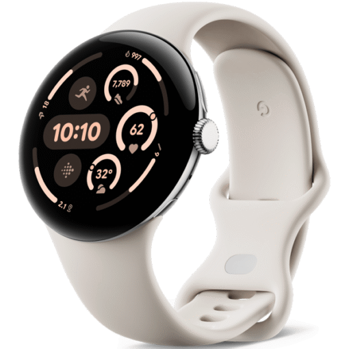Google Pixel Watch 3 45mm LTE Polished Silver Aluminum Case/Porcelain Active Band - (uus)