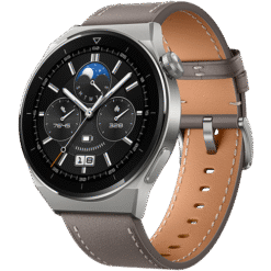 Huawei Watch GT 3 Pro 46mm Light Titanium Case with Gray Leather Strap - (uus)