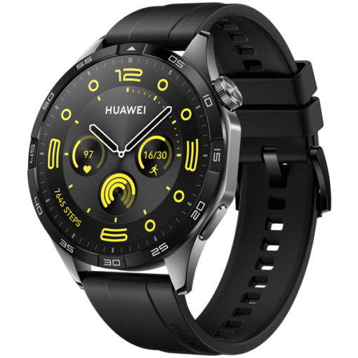 Huawei Watch GT 4 46mm Black Stainless Steel Case with Black Fluoroelastomer Strap - (uus)