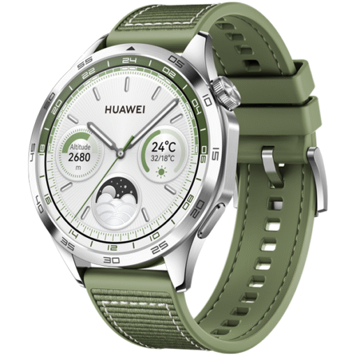 Huawei Watch GT 4 46mm Stainless Steel Case with Green Woven Strap - (uus)