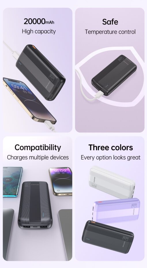 Väline aku Power Bank Awei P19K 5V/2.4A 20000mAh must - Image 2