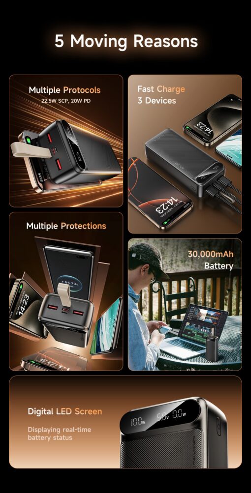 Väline aku Power Bank Awei PA-12 5V/3A 30000mAh must - Image 3