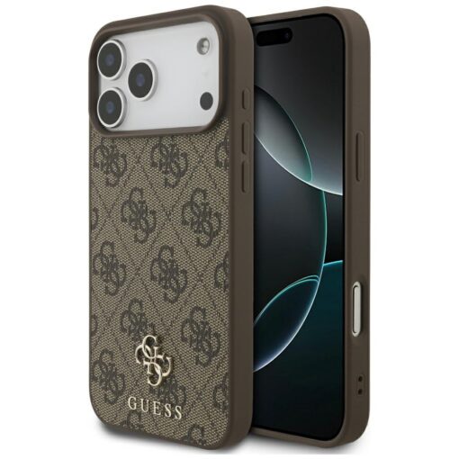 Guess 4G Small Classic Logo MagSafe case for iPhone 17 Pro Max brown