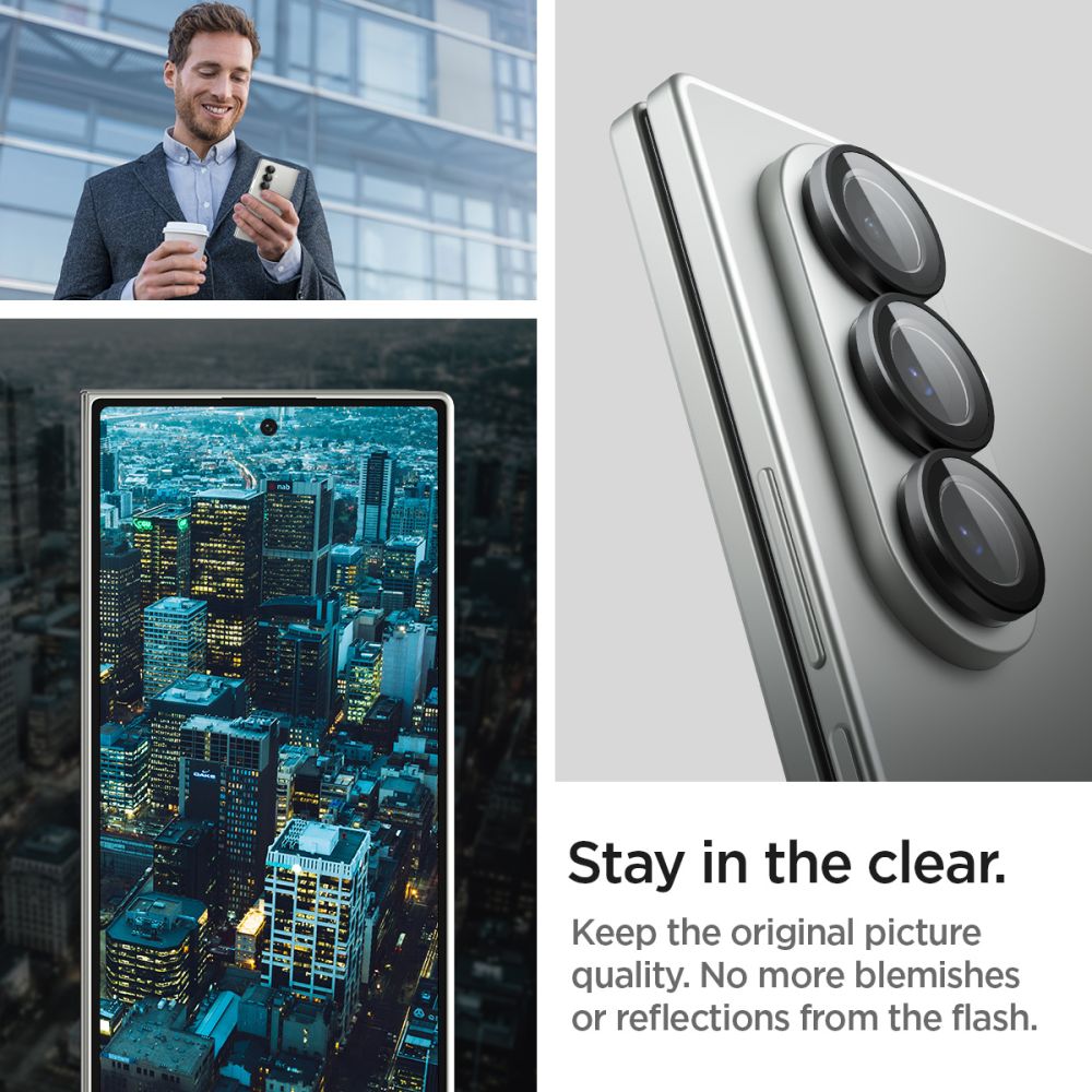 Tagakaamerate kaitseklaasid EZ Fit Optik Pro HD, Samsung Galaxy Z Fold7, komplektis 2tk, musta äärega, Spigen - Image 7