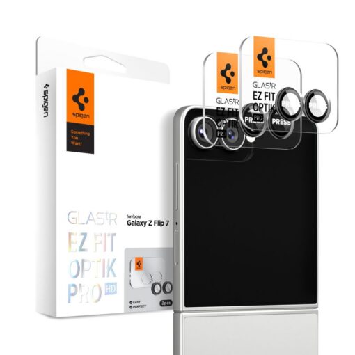 Tagakaamerate kaitseklaasid EZ Fit Optik Pro HD, Samsung Galaxy Z Flip7, komplektis 2tk, musta äärega, Spigen - Image 12