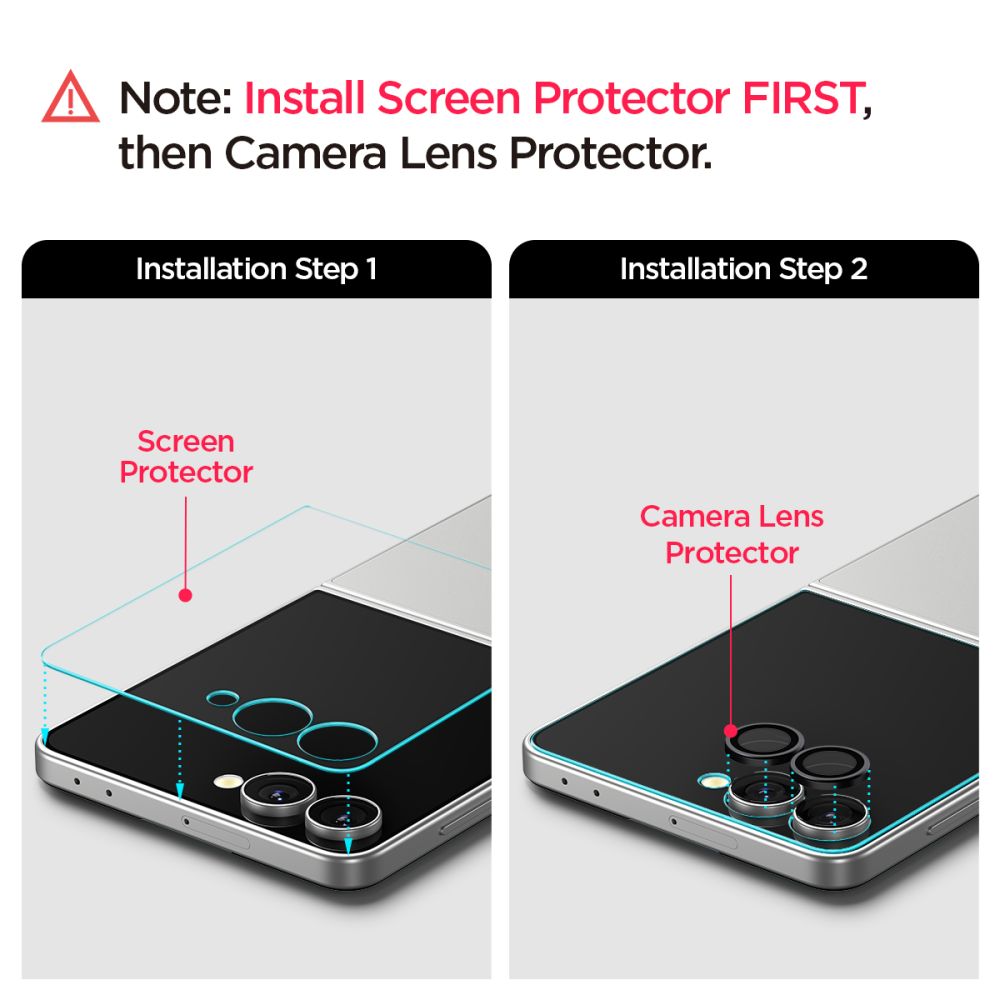 Tagakaamerate kaitseklaasid EZ Fit Optik Pro HD, Samsung Galaxy Z Flip7, komplektis 2tk, musta äärega, Spigen - Image 6