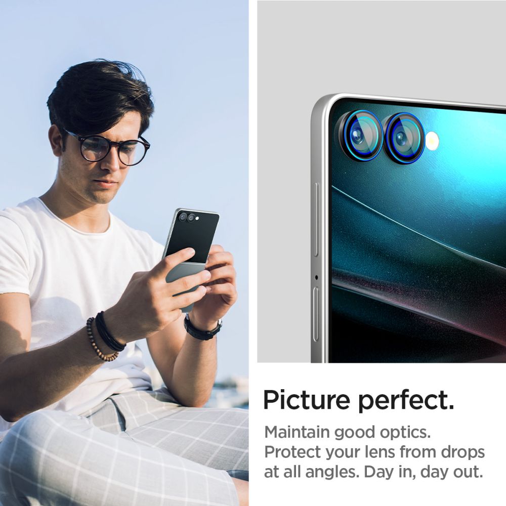 Tagakaamerate kaitseklaasid EZ Fit Optik Pro HD, Samsung Galaxy Z Flip7, komplektis 2tk, musta äärega, Spigen - Image 7