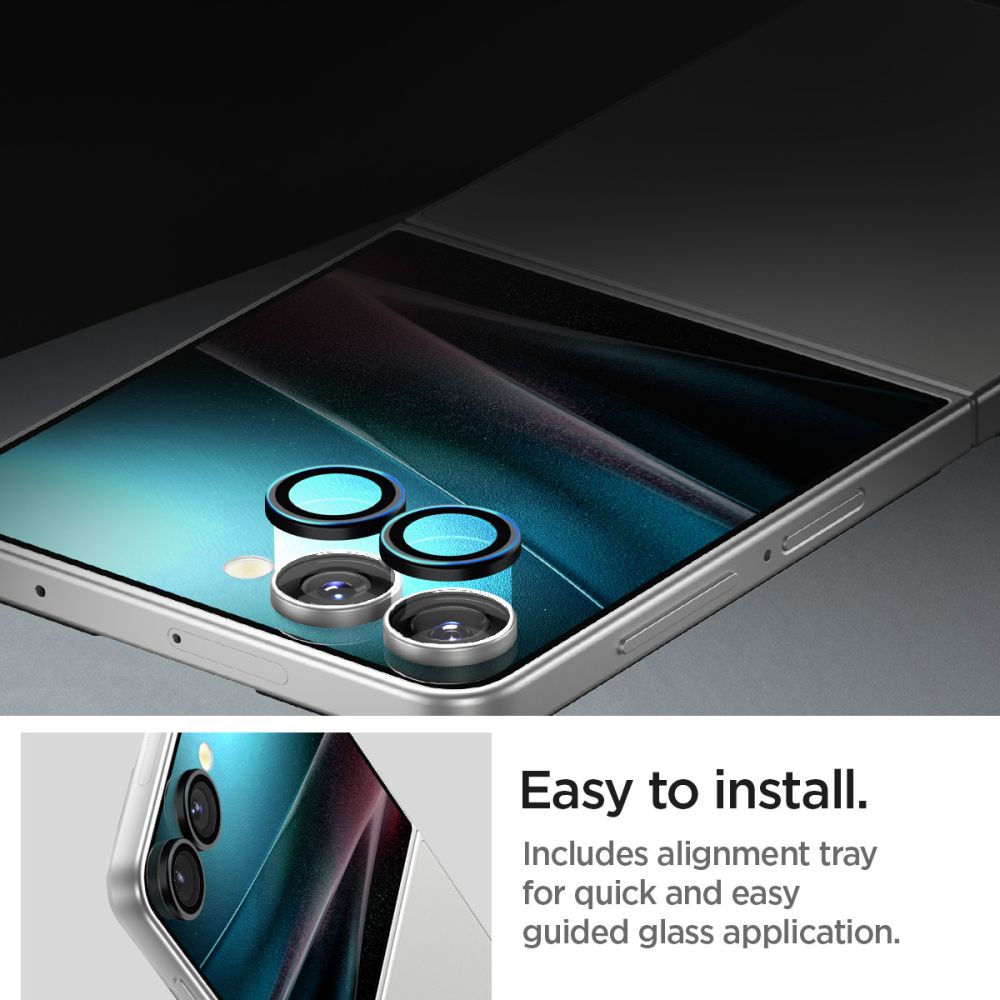 Tagakaamerate kaitseklaasid EZ Fit Optik Pro HD, Samsung Galaxy Z Flip7, komplektis 2tk, musta äärega, Spigen - Image 9