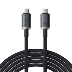USB-kaabel USB-C otsik <-> USB-C otsik, 1.5m, 100W, 20Gbps, USB 3.2, must, vastupidav, Baseus